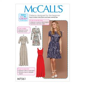 McCalls Pattern 7561 Misses' Pullover, Gathered-Waist Knit Dresses