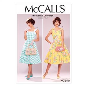 McCalls Pattern 7599 Misses' Lined Flared Dresses with Petticoat