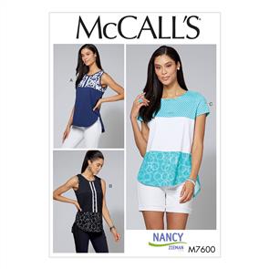 McCalls Pattern 7600 Misses'/Women's Pullover Tops