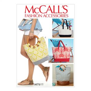 McCalls Pattern 7611 Misses' Lined Tote bags with Contrast Variations