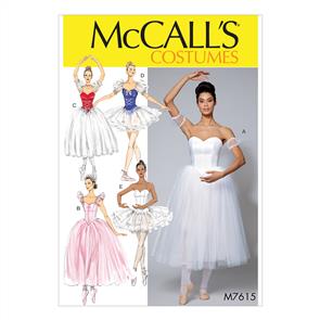 McCalls Pattern 7615 Misses' ballet Costumes with Fitted, boned bodice & Skirt