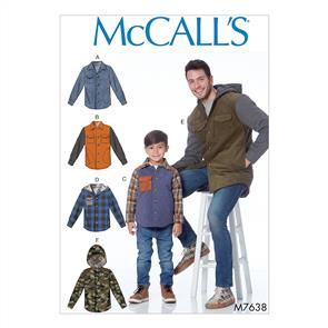 McCalls Pattern 7638 Men's & Boys' Lined button-Front Jackets