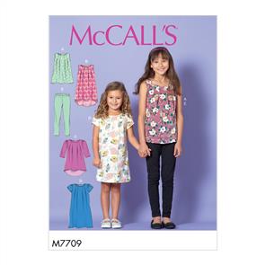 McCalls Pattern 7709 Children/Girls' Tops, Dresses and Leggings