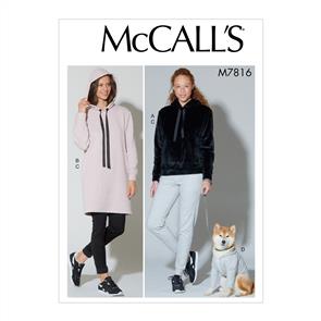 McCalls Pattern 7816 Misses' Top, Dress, Pants and Dog Coat