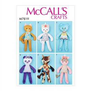 McCalls Pattern 7819 Soft Toy Animals