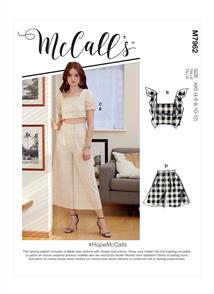 McCalls Pattern 7962 Misses' Tops, Shorts and Pants