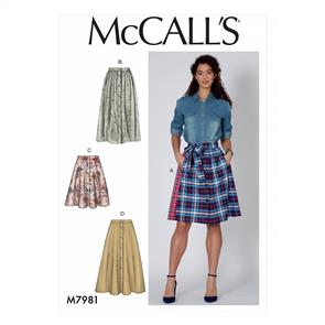 McCalls Pattern 7981 Misses' Skirts