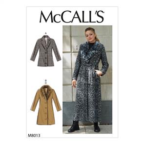 McCalls Pattern 8013 Misses' Outerwear, Detachable Fur Collar & Belt