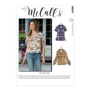McCalls Pattern 8067 Misses' Button-Front Tops with Collar & Sleeve Options