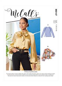 McCalls Pattern 8147 Pullover tops with raglan sleeves & neck variations.