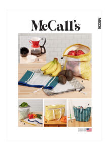McCalls Pattern 8236 Fruit & Vegetable Bags, Mop Pad, Coffee Filters, Bin & Bag