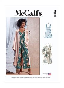McCalls Pattern 8261 Misses' Romper, Jumpsuit, Robe with Sash