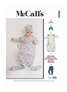 McCalls Pattern 8265 Infants' Gown, Top, Pants, Headband and Hat