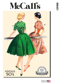 McCalls Sewing Pattern 1950s Misses' Dresses M8401