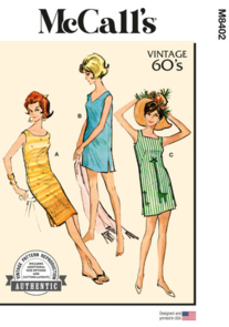 McCalls Sewing Pattern 1960s Misses' Dresses in Two Lengths M8402