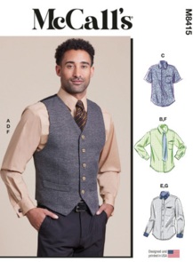 McCalls Sewing Pattern Men's Lined Vest, Shirts, Tie and Bow Tie M8415