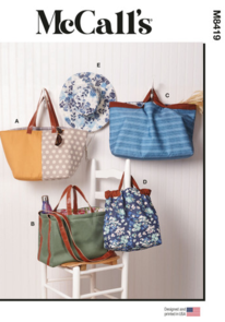 McCalls Sewing Pattern Tote Bags and Hat M8419