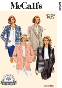 McCalls Sewing Pattern 1990s Misses' Jacket M8433