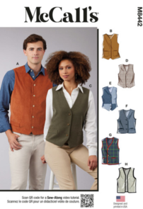 McCalls Sewing Pattern Misses' and Men's Lined Vests M8442