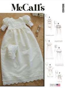 McCalls Sewing Pattern Infant's Christening Gown, Romper and Bonnet M8460