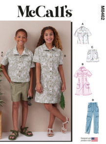 McCalls Sewing Pattern Girls & Boys Shirt, Pants, Shorts & Girls Dress M8462