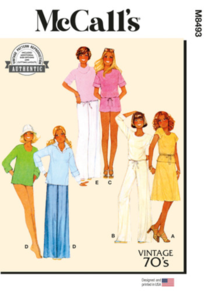McCalls Sewing Pattern 1970s Misses' Knit Tops, Skirt, Pants and Shorts M8493