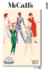 McCalls Sewing Pattern 1980s Misses' Knit Dress and Jumpsuits M8500