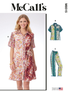 McCalls Sewing Pattern Misses' Dress, Top and Pants M8515