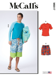 McCalls Sewing Pattern Men's Rashguards and Shorts M8517