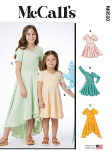 McCalls Sewing Pattern Children's and Girls' Knit Dresses M8520