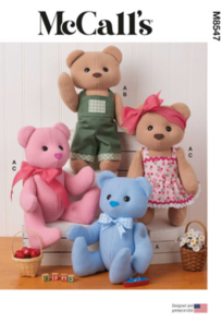 McCalls Sewing Pattern Button Jointed Bear with Clothes M8547