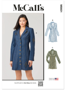 McCalls Sewing Pattern Misses' Fitted Button Front Mini Dress M8601