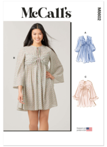 McCalls Sewing Pattern Misses' Babydoll Dress with Sleeve Variations M8602
