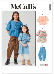 McCalls Sewing Pattern Children's and Girls' Top, Dress and Pants M8618