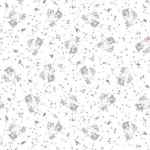 Maywood Whisker & Paws ||  Tiny Flowers - Cats - White