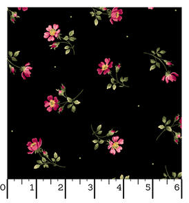 Maywood Wild Rose Flannel (Flannel) Single Flowers Black