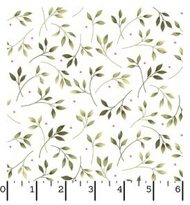 Maywood Wild Rose Flannel (Flannel) Leaves Winter White