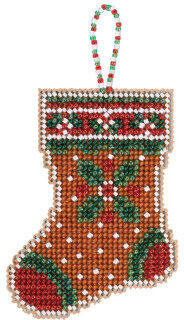 Mill Hill  Cross Stitch Bead Kot: Beaded Holiday - Gingerbread Stocking