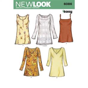 New Look Pattern 6086 Misses Tops
