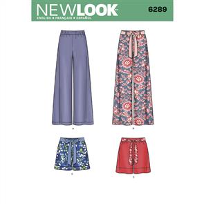 New Look Pattern 6289 Misses' Pull-on Pants or Shorts and Tie Belt