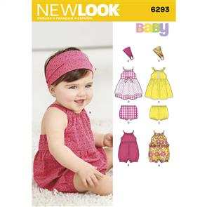 New Look Pattern 6293 Babies' Romper, Dress, Panties and Headband