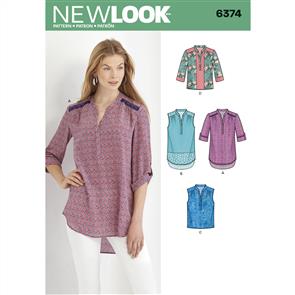 New Look Pattern 6374 Misses' Shirts with Sleeve and Length Options