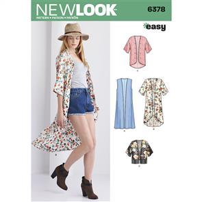 New Look Pattern 6378 Misses' Easy Kimonos with Length Variations