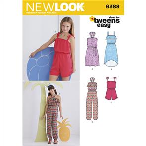 New Look Pattern 6389 Girls' Easy Jumpsuit, Romper and Dresses