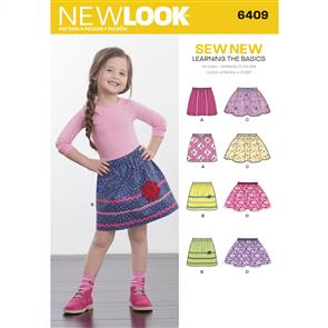 New Look Pattern 6409 Child's Pull-On Skirts