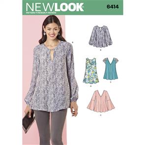 New Look Pattern 6414 Misses' Tunic and Top with Neckline Variations