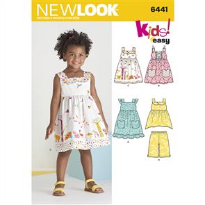 New Look Pattern 6441 Toddlers' Easy Dresses, Top and Cropped Pants