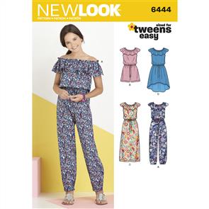 New Look Pattern 6444 Girl's Dress and Jumpsuit in Two Lengths