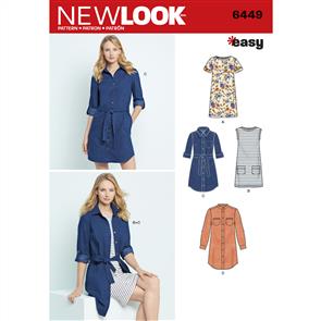 New Look Pattern 6449 Misses' Easy Shirt Dress and Knit Dress
