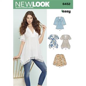 New Look Pattern 6452 Misses' Tops with Bodice and Hemline Variations